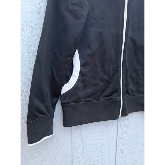 THE NORTH FACE black white contrast zip up satin athleisure mock track jacket - Picture 4 of 7